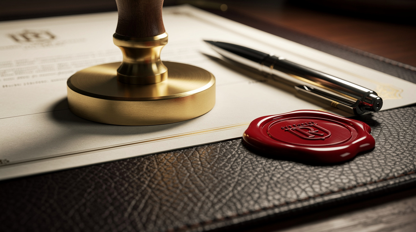 Notary stamp and seal on an official document